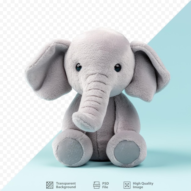 PSD elefante de brinquedo cinza fofo contra fundo transparente