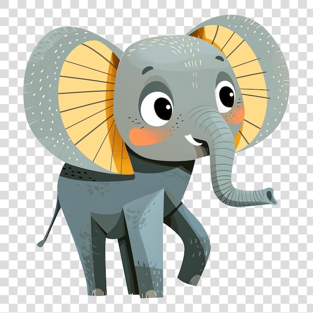 PSD elefante de desenho animado isolado em fundo transparente png