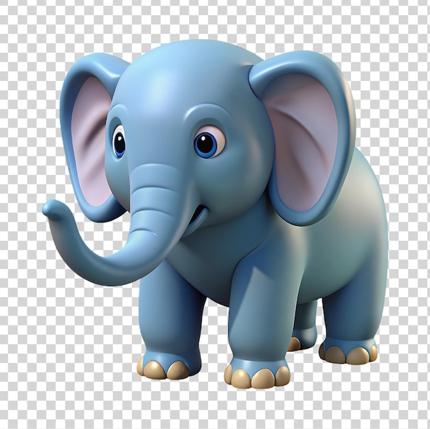 PSD elefante de dibujos animados azul aislado en un fondo transparente