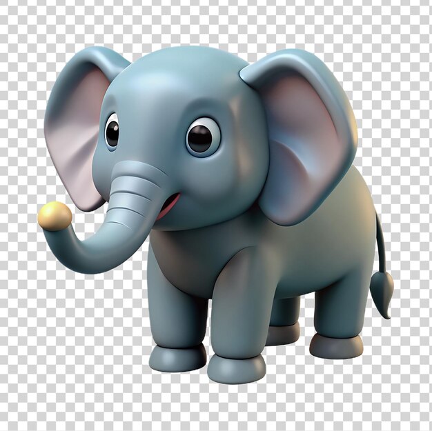 PSD elefante de dibujos animados azul aislado en un fondo transparente