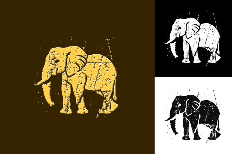 PSD elefante indonésio com ícone de estêncil mostrando um design vetorial abstrato inspirado na cultura estilizada