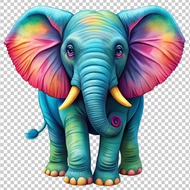 PSD un elefante lindo en estilo de dibujos animados plano