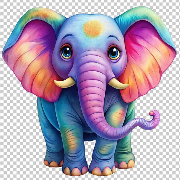 PSD un elefante lindo en estilo de dibujos animados plano