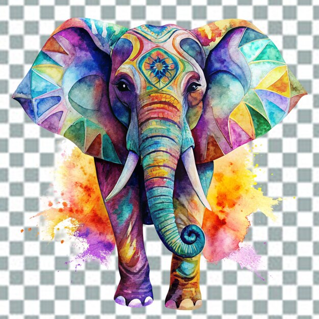 PSD elefante mamífero naturaleza patrones salvajes decoración multicolor