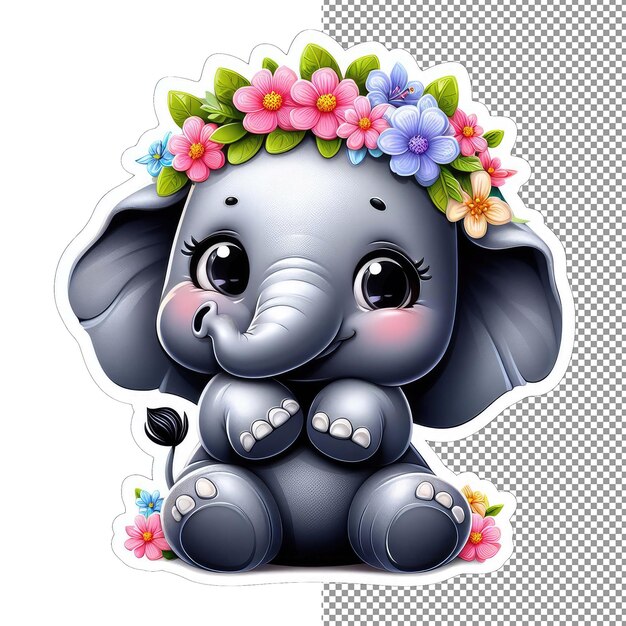 PSD elefante no éden flores e beauty sticker