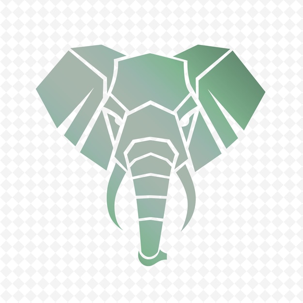 PSD un elefante con un patrón verde y gris en un fondo blanco