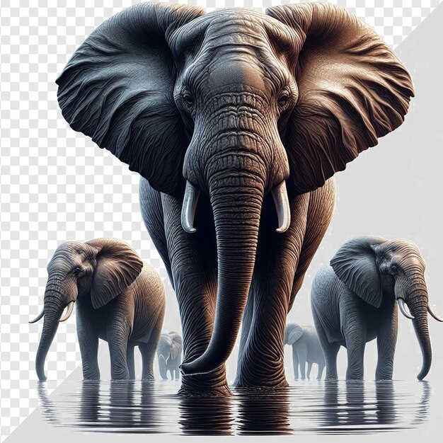 PSD elefante png aislado sobre un fondo transparente loxodonta africana de marfil