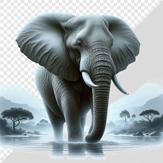 PSD elefante png aislado sobre un fondo transparente loxodonta africana de marfil