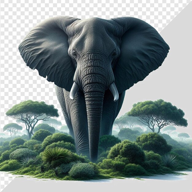 PSD elefante png aislado sobre un fondo transparente loxodonta africana de marfil