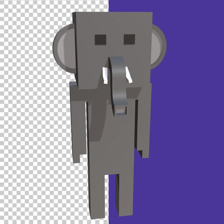 PSD elefante de renderizado 3d