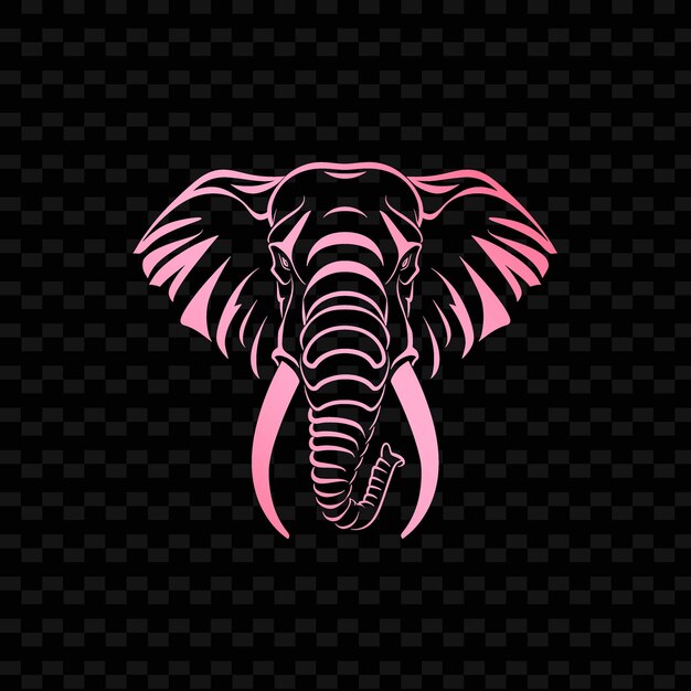 El elefante con el rosa en el fondo negro