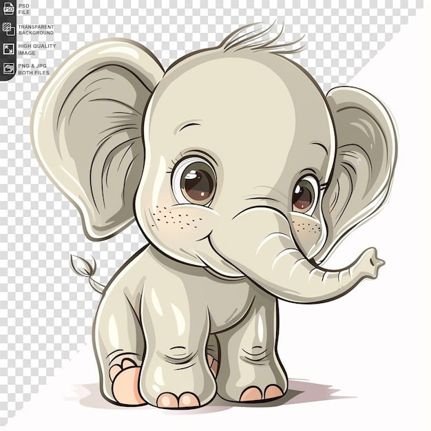 PSD elefante en transparente