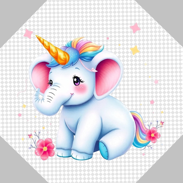 PSD el elefante unicornio arco iris