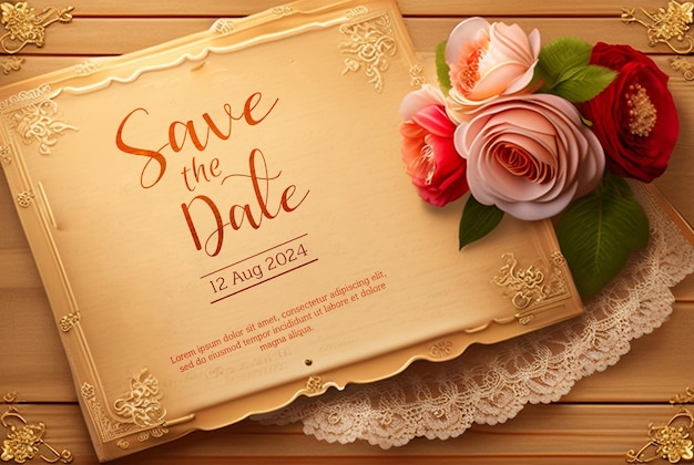 PSD l'élégance florale de la forêt gardez la date de l'invitation au mariage