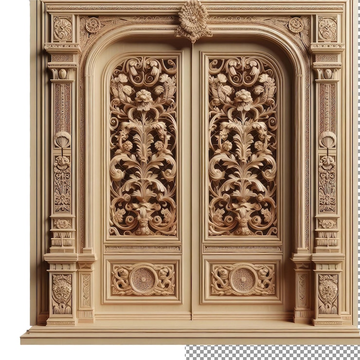 PSD elegancia de entrada png aislamiento listo de una puerta de madera