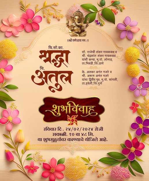 PSD elegancia floral festiva ganesha diseño de tarjetas de invitación l krishyamdesigns