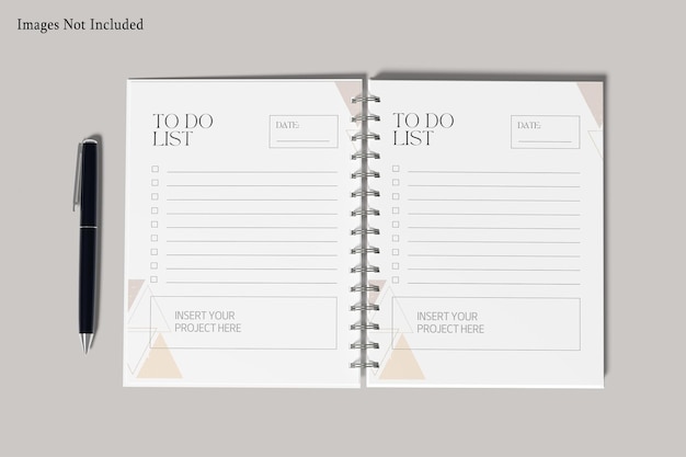 Elegant A5 Spiral-Notebook-Mockup, das sich in der Nähe befindet