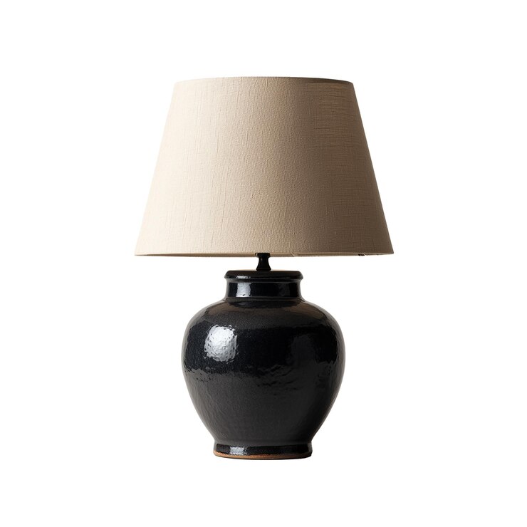 PSD elegant black ceramic table lamp with neutral shade