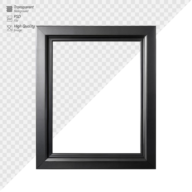 PSD elegant black picture frame on a transparent background