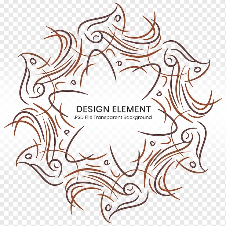 PSD elegant brown design element with abstract ornamental pattern