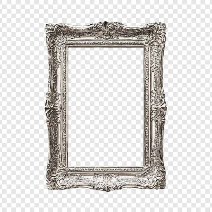 PSD elegant cadre d'image orné d'argent isolé sur un fond transparent