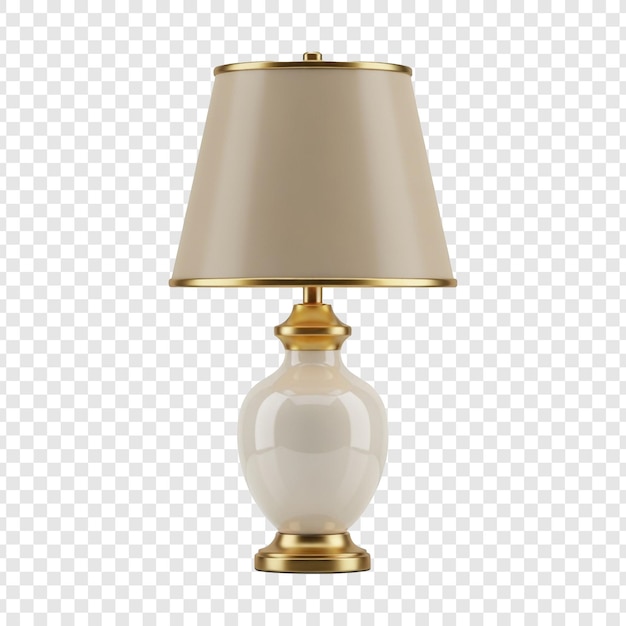 Elegant Ceramic Table Lamp with Gold Accents on transparent background