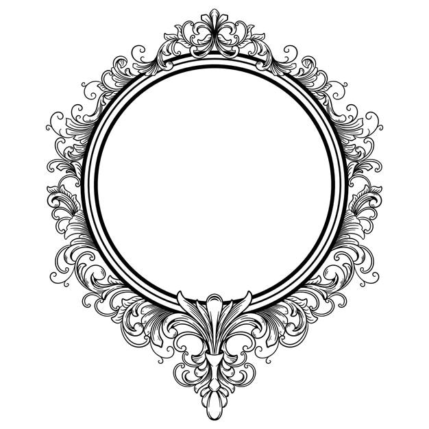 Elegant Circular Ornate Frame with Floral Accents