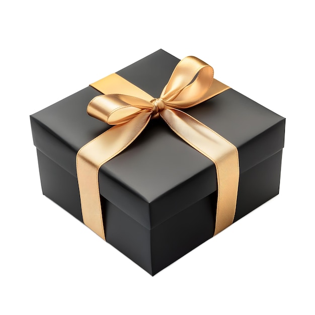 Elegant coffre-cadeau noir avec un nœud en or