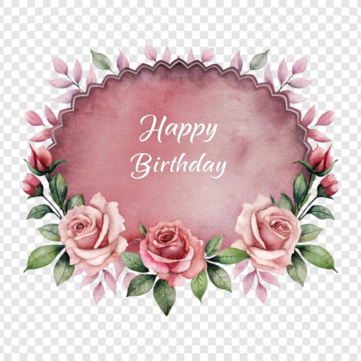 PSD un élégant dessin circulaire floral d'anniversaire heureux