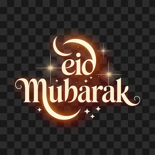 Elegant Eid Mubarak Begrüßung mit Halbmond und Sternen Leuchten islamisches Festival Design PNG