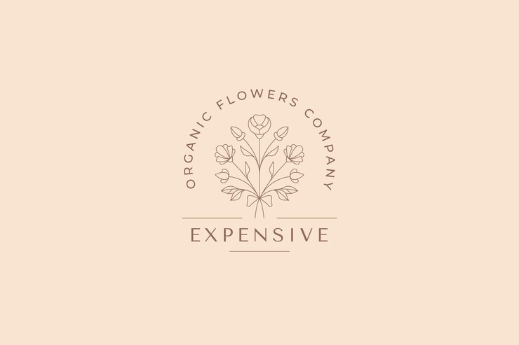 PSD elegant fleur de jardin bouquet naturel design décoratif minimaliste logo place pour le texte