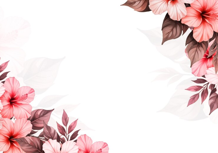 PSD elegant floral composition with pink hibiscus blossoms