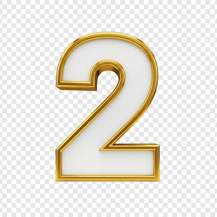 Elegant Gold and White Number 2
