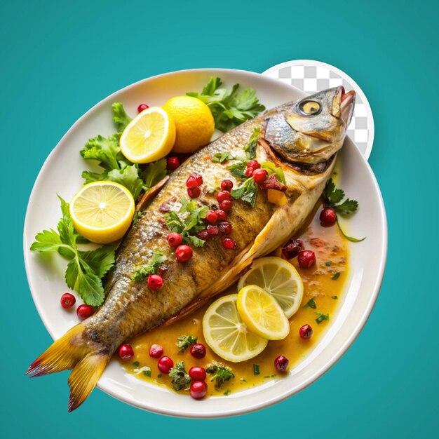 PSD elegant grilled fish served on a dish png