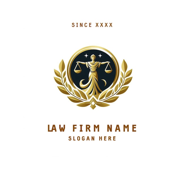 Elegant Law Firm Logo with Golden Scales of Justice