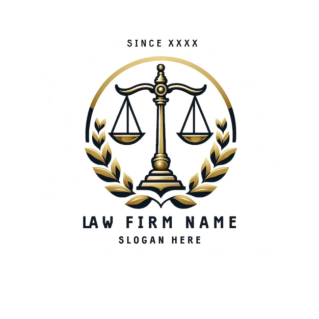Elegant Law Firm Logo with Scales of Justice in Gold