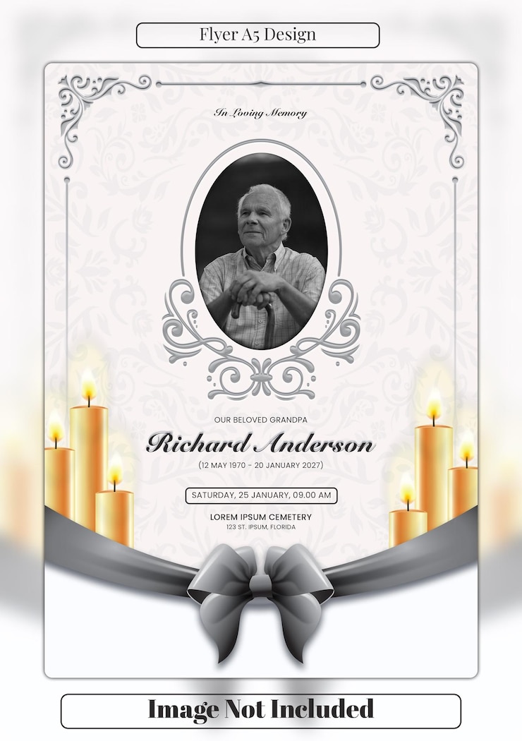 PSD elegant memorial flyer for a loved one