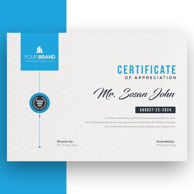 Élégant modèle de certificat