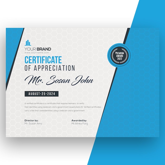 Élégant modèle de certificat