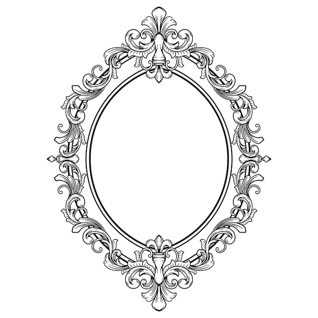 Elegant Oval Frame with Ornate Baroque Scrollwork Details