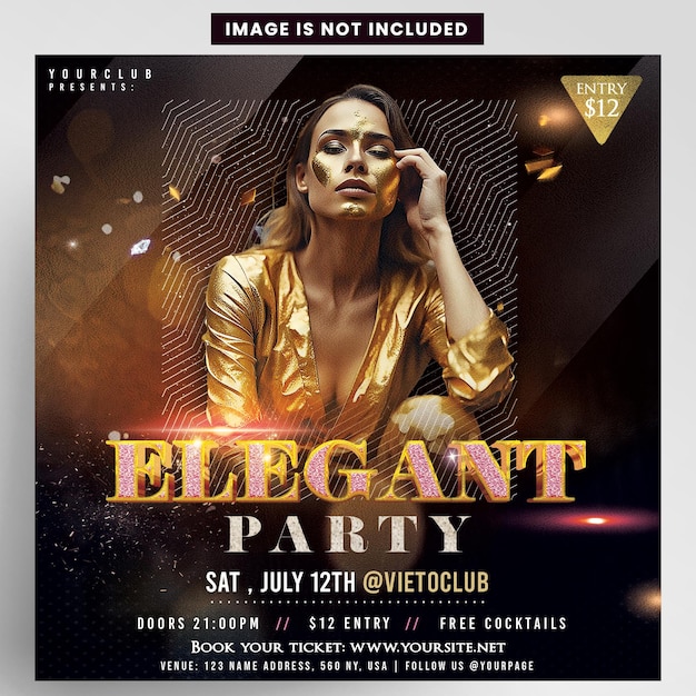 PSD elegant party night instagram flyer post (post de flyer de uma noite de festa elegante)