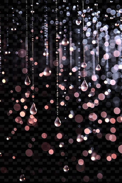 PSD elegant pluie de perles lumineuses avec des perles brillantes et un effet de lumière néon png pi blanc collection y2k