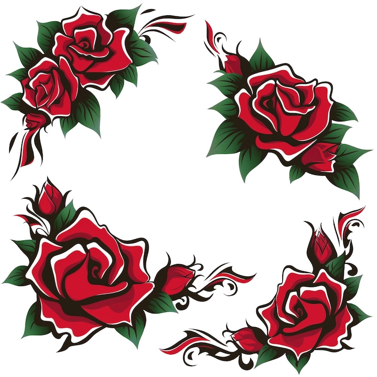 PSD elegant red rose floral corner design