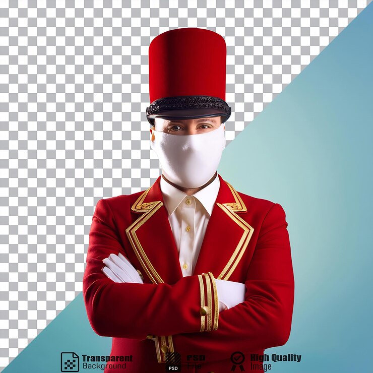 PSD elegant red uniformed figure