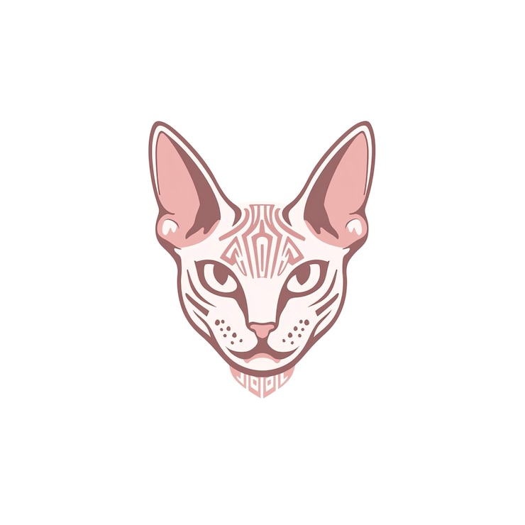 PSD elegant sphynx cat head artistic vector illustration