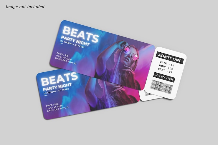 PSD elegant ticket mockup