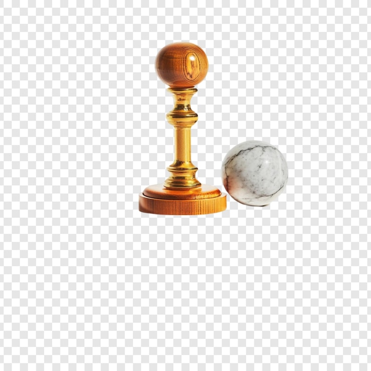 PSD elegant timbre en bois et en or avec une boule de marbre