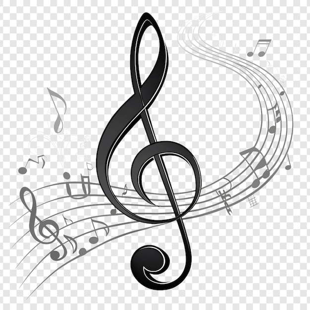 Elegant Treble Clef with Musical Notes Flowing Across a Staff