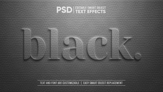 Elegant Vintage Leather With Black Emboss Editable Smart Object Text Effect