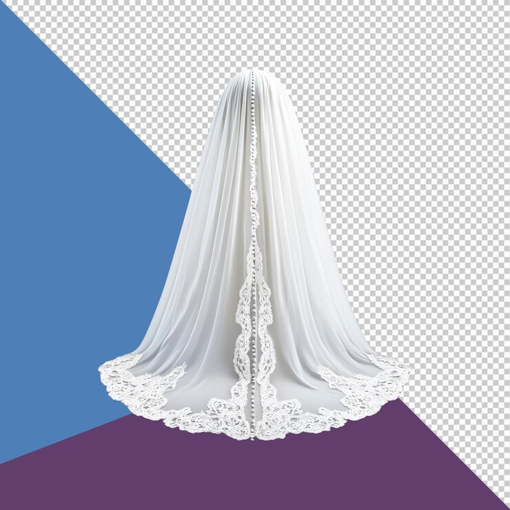 PSD un élégant voile de mariée avec des détails de dentelle et des accents de perles